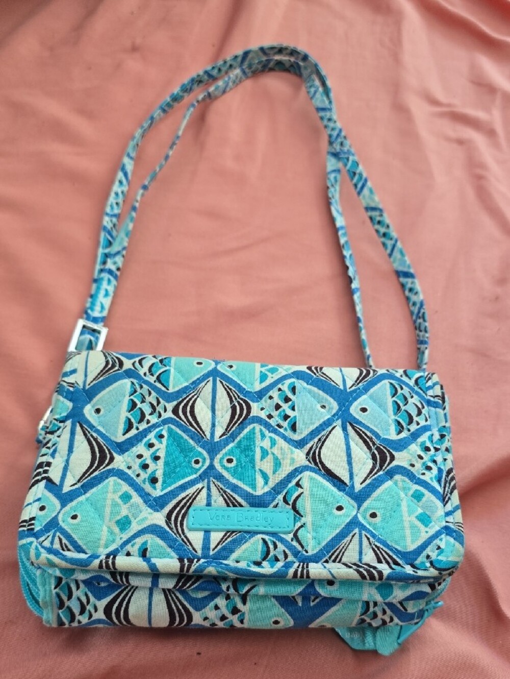 Turquoise Patterned Crossbody Bag - Picture 2 of 4